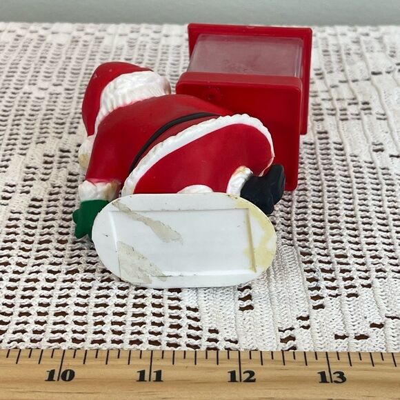 Santa Claus snow globe holding onto a Lamp Post with faux snow and small globe - Picture 3 of 6